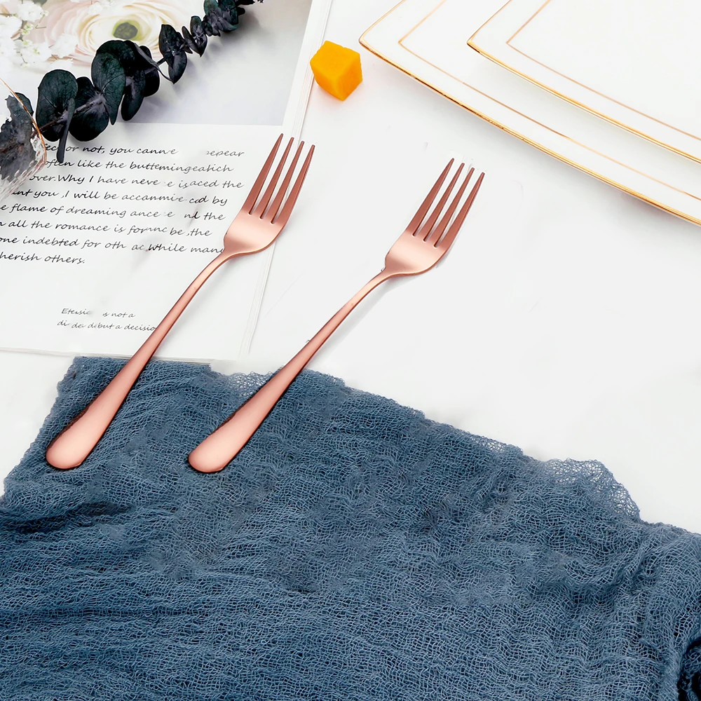 Gold Dessert Fork Set Stainless Steel Fruit Fork Ice Cream Cake Tea For Home Tea Party Mirror Tableware 1/3/4/5/6 Pieces fruit fork,silverware set,portable cutlery