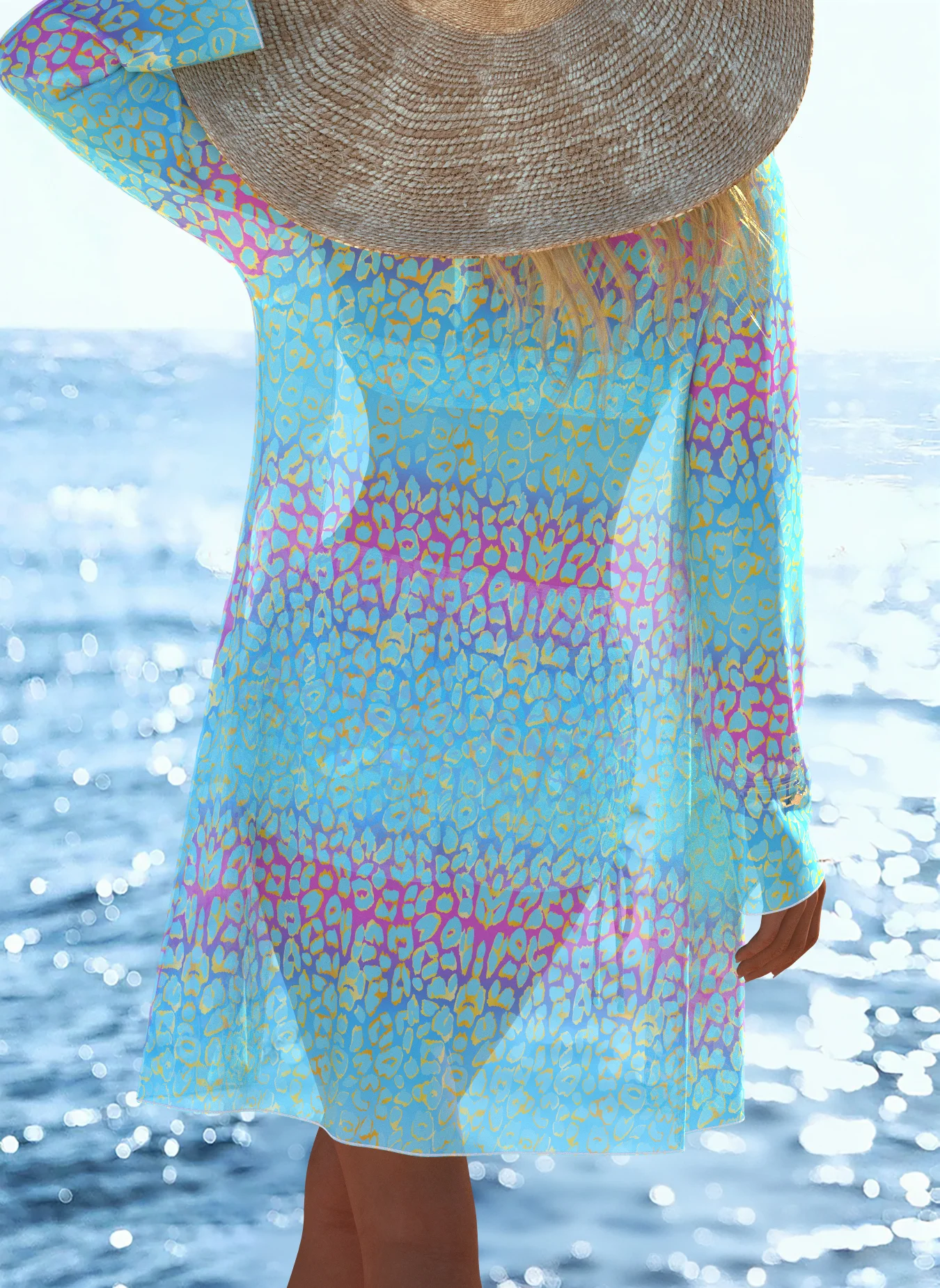 3 Piece leopard print Bikini Set with cover up 2