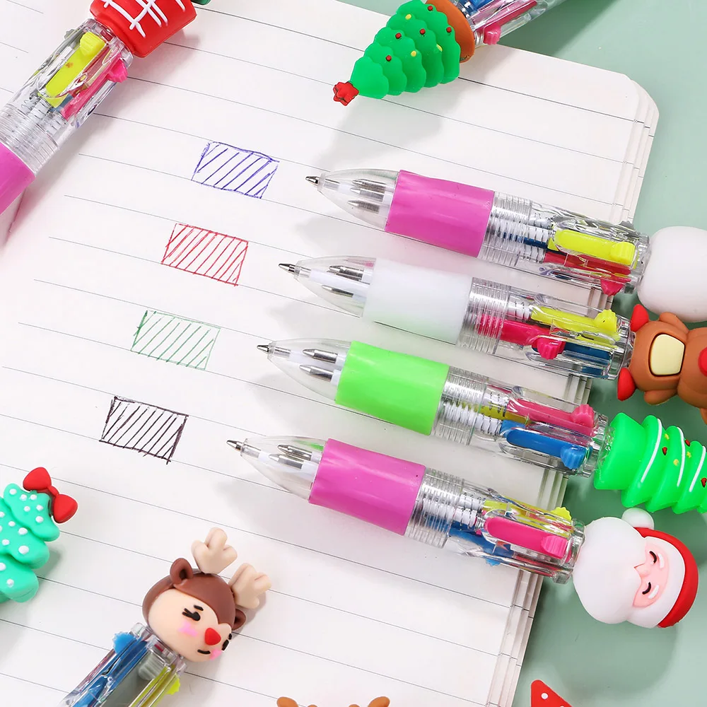 1Pcs Kawaii Christmas Mini 4 Color Retractable Ballpoint Pen multifunction ballpoint pen multifunctional pen ballpoint pen ball point pen