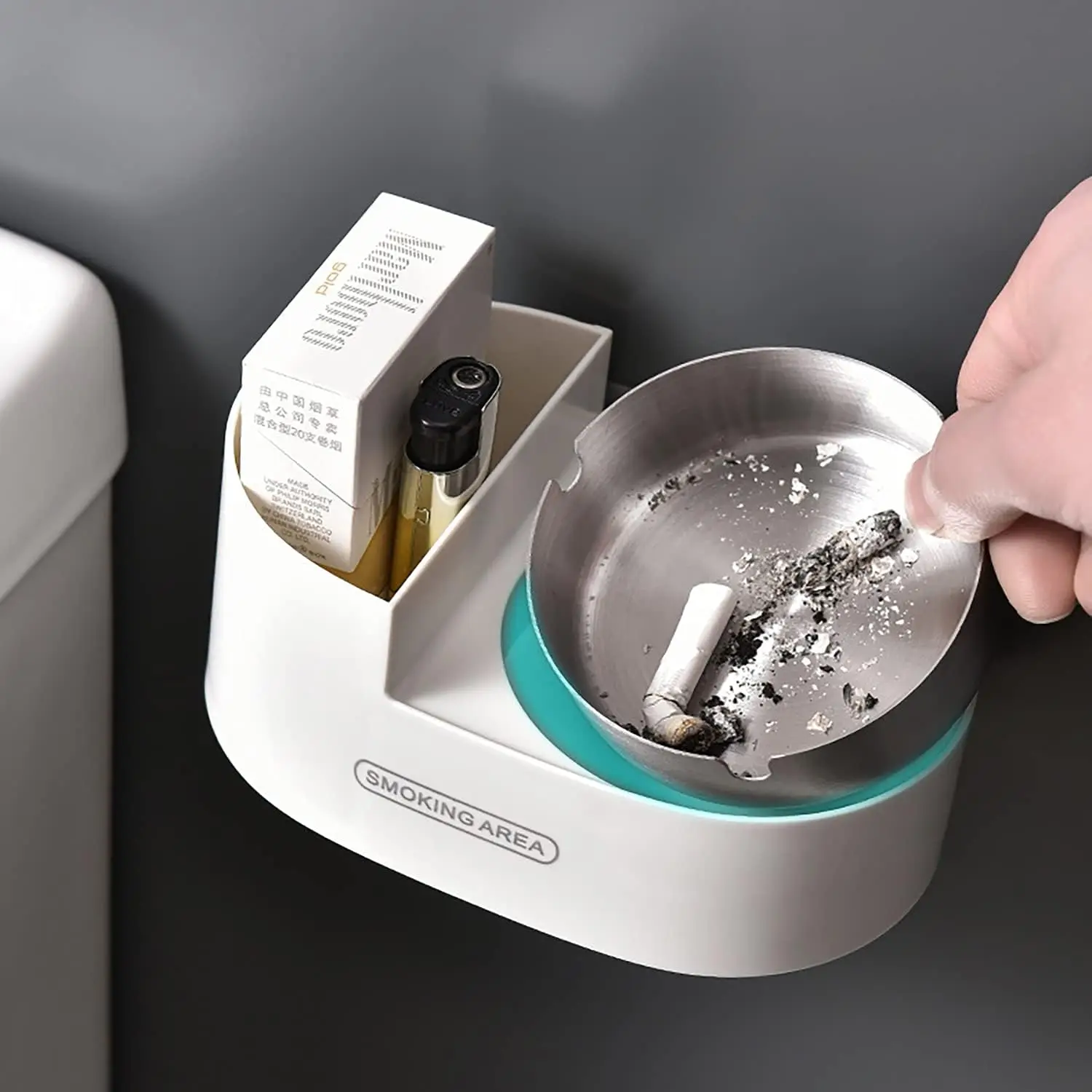 Cigarettes Ashtray Wall Mounted Desktop Smoking Ashtray Lid Cigarette Ash Holder Bathroom Livingroom Indoor Outdoor Use