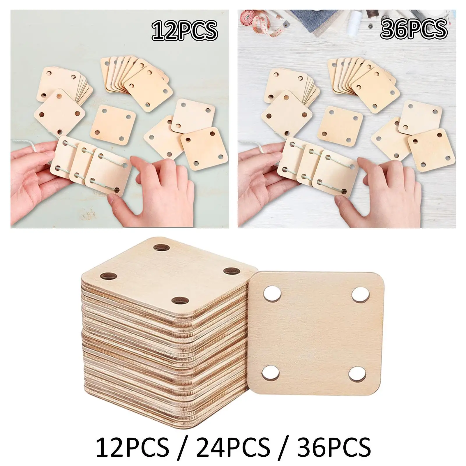 Wooden Weaving Cards Set Tablet Weaving Cards 2x2 inch Handmade Wood Loom Cards
