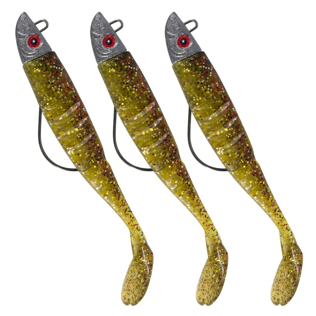 3pcs Jig Head Soft Fishing Lure Paddle Tail 13CM 26g Silicone