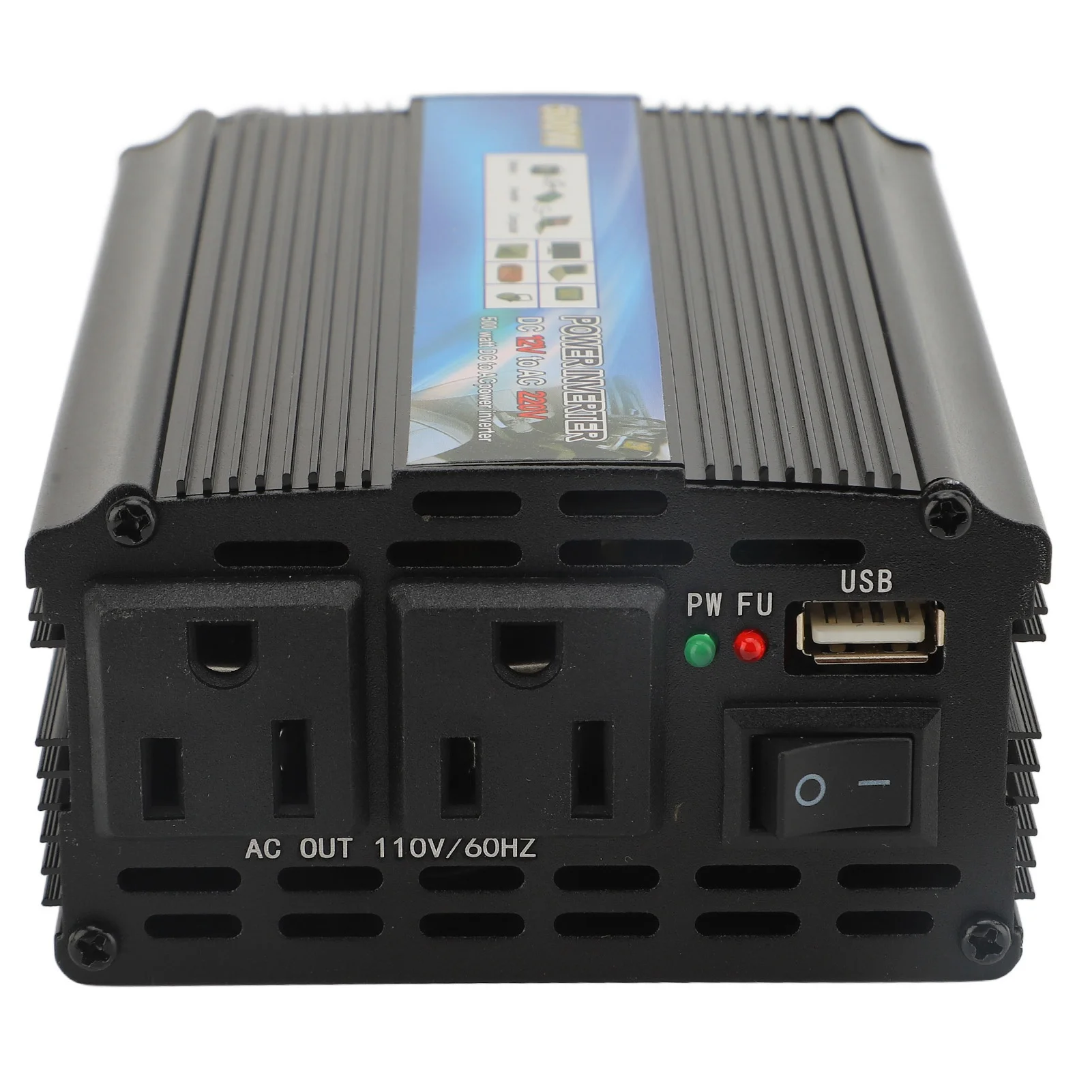 To AC Power Converter 12V Power Inverter 500W High Efficiency Aluminum Alloy To AC Power Converter For Car Home Use