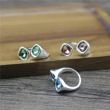 Creative Design Geometric Irregular Open Rings for Women Personality Stainless Steel Sapphire Rings Wedding Engagement Ring