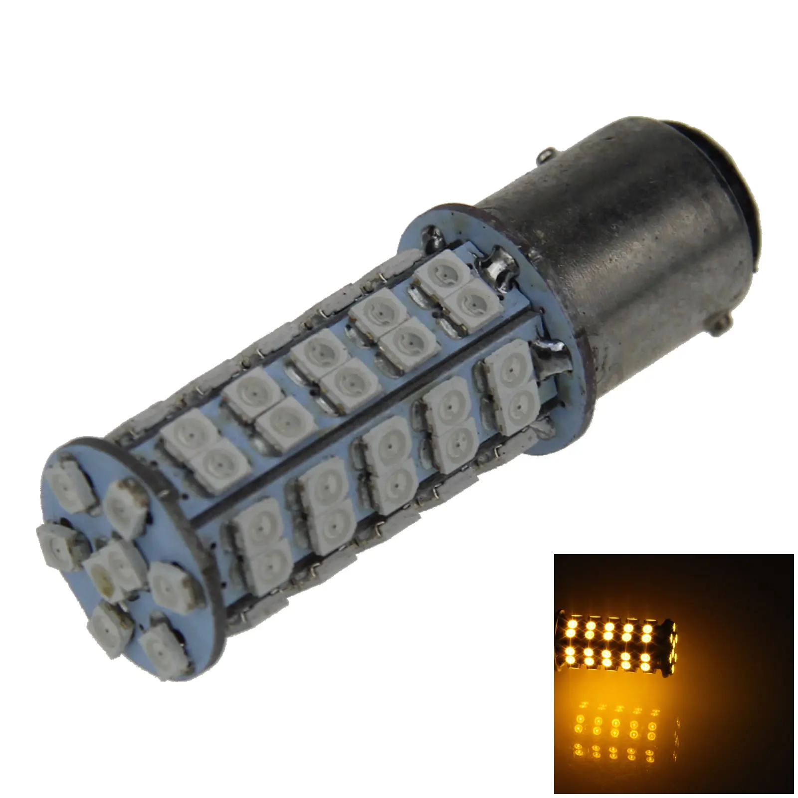 

1x Yellow AUTO 1157 Brake Lamp Indicator Light 68 Emitters 1210 SMD LED 1130 BAY15D E020-Y