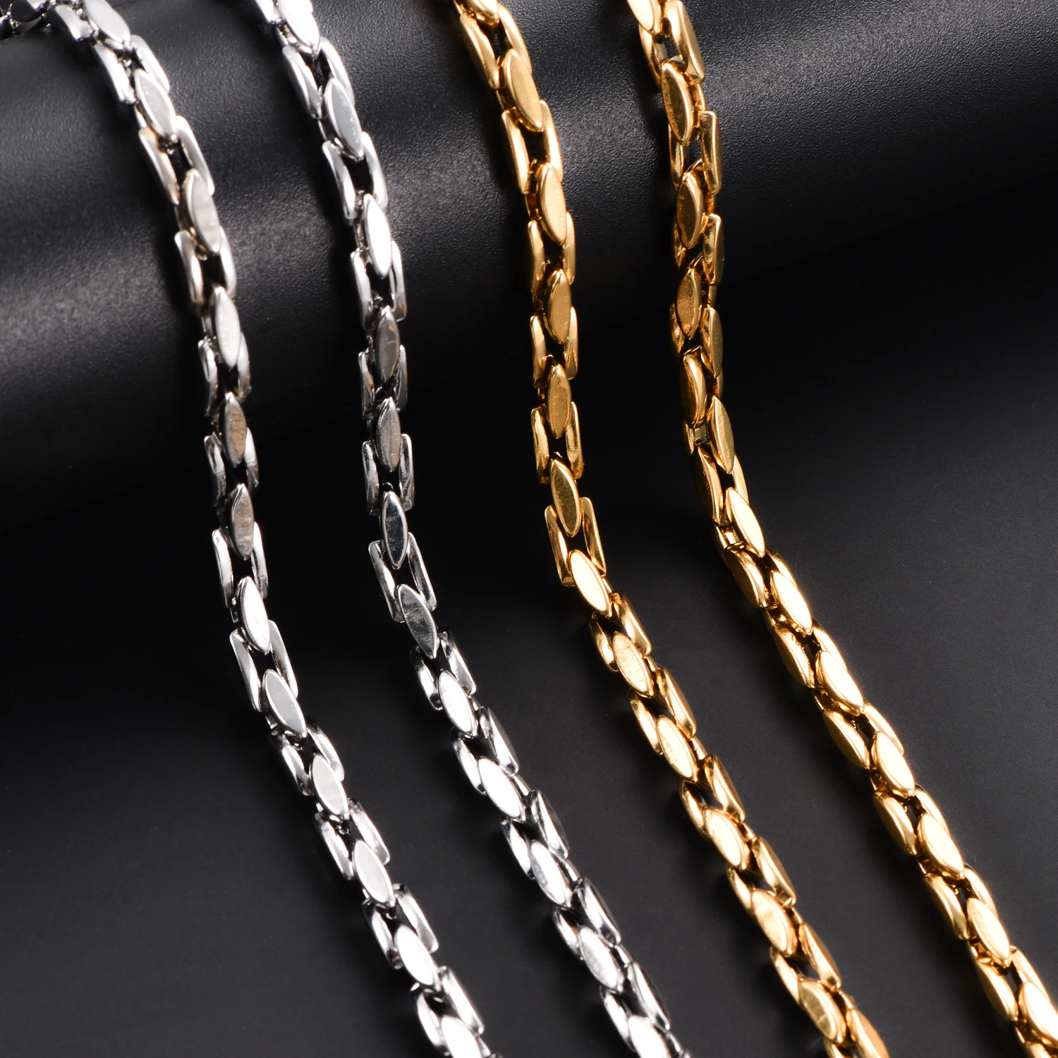 Width 4.2mm Stainless Steel Vertical Square Necklace Chain Never Fade Waterproof Choker For Men Women Fashion Jewelry 1