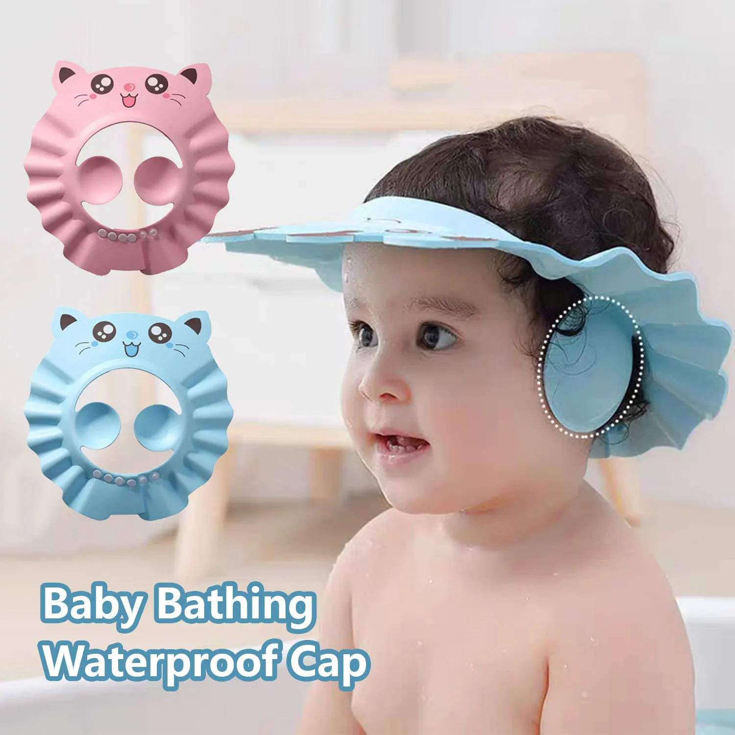 Soft PVC Shower Cap Makes Hair Washing Fun Adjustable Size Adds Ear Protection Function hair wash hat shampoo shower cap