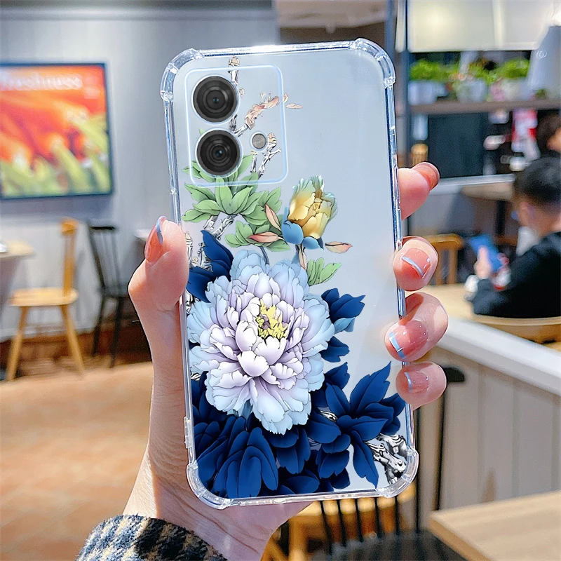 Elegant Flower Transparent Phone Case - Edge Series Compatibility