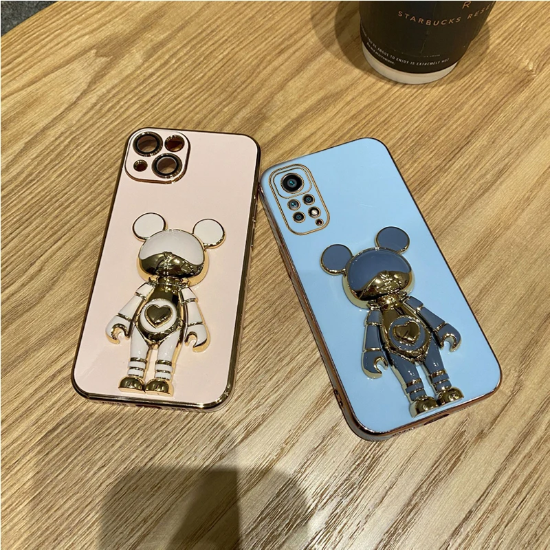 Coque de téléphone plaquée ours mignon, étui pour Xiaomi Redmi Note 11 7 8 10 12 Pro Max 10s 9s 11s 9 9A_voghion.com
