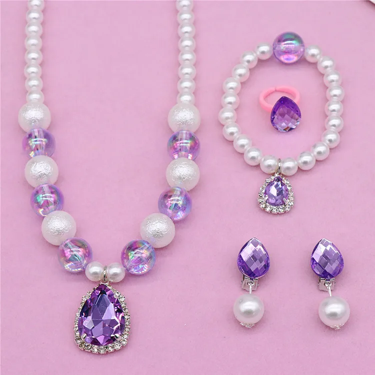 New Girls Play House Toys Fashion Beautiful Jewelry Necklace Earrings Bracelet Set Girls Princess Dress Up Set Birthday Gifts