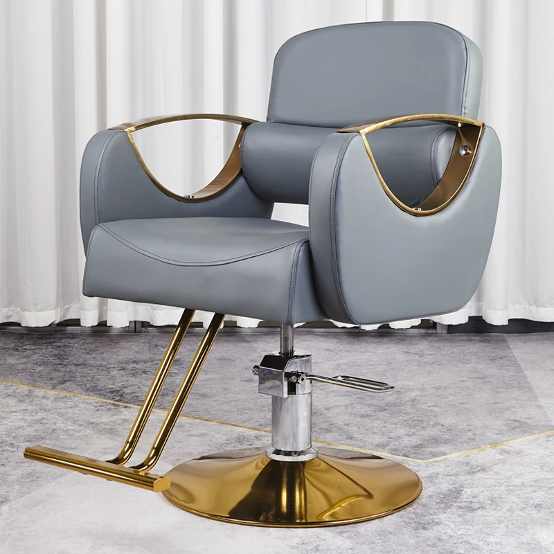 Rotating Stylist Hairdressing Chairs Aesthetic Leather Luxury Golden Barber Chairs Professional Cadeira Salon Furniture MQ50BC stylist hairdressing chairs aesthetic leather luxury gold rotating barber chairs pedicure silla estetica barber equipment mq50bc