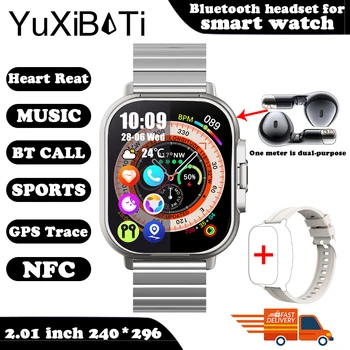 2024 Smart Watch 2 in 1 With Earphone Smartwatch Bluetooth Call Men Watch GPS Track Heart Rate Monitor Play Music SmartWatch 7