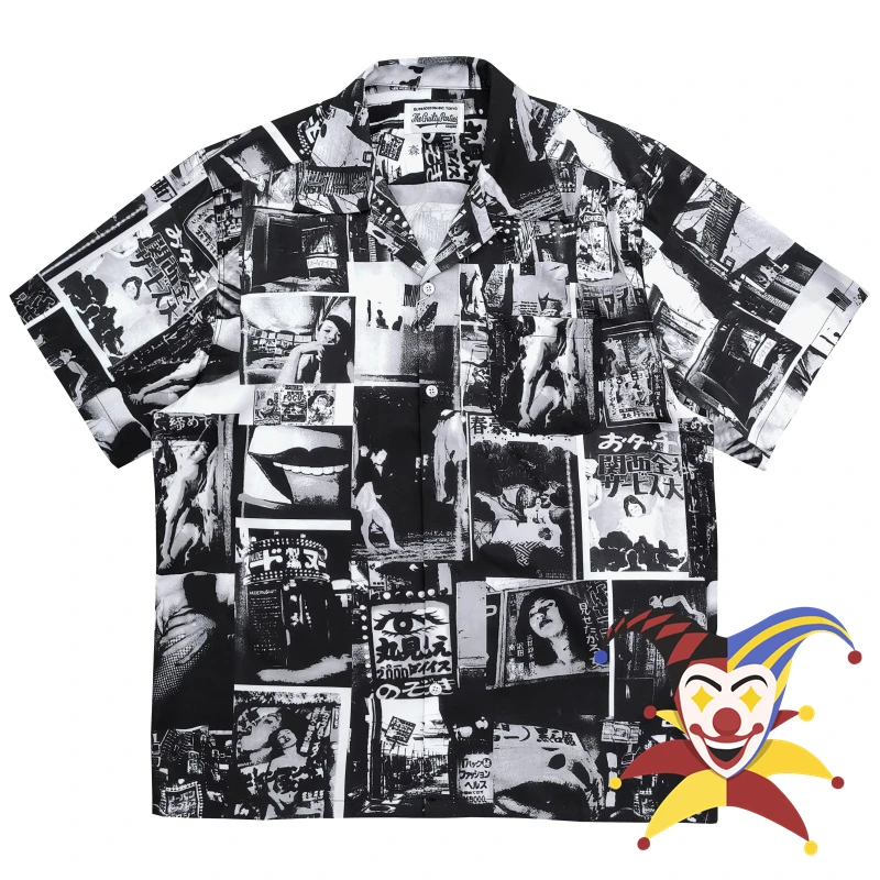 

2023ss WACKO MARIA Hawaii Beach Shirts Men Women Black White Shirt