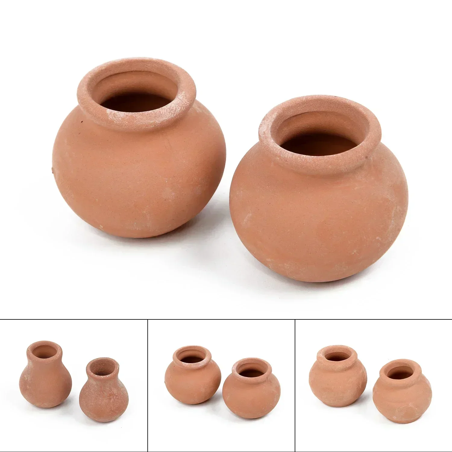 Set of 2 Mini Terracotta Clay Planters – Ideal for Succulents and Garden Crafts