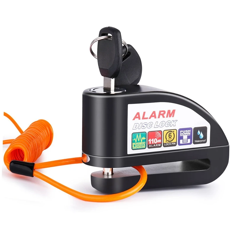 Bike Alarm Lock Motorcycle Disc Brake Lock 110db Loud Security Waterproof Bicycle