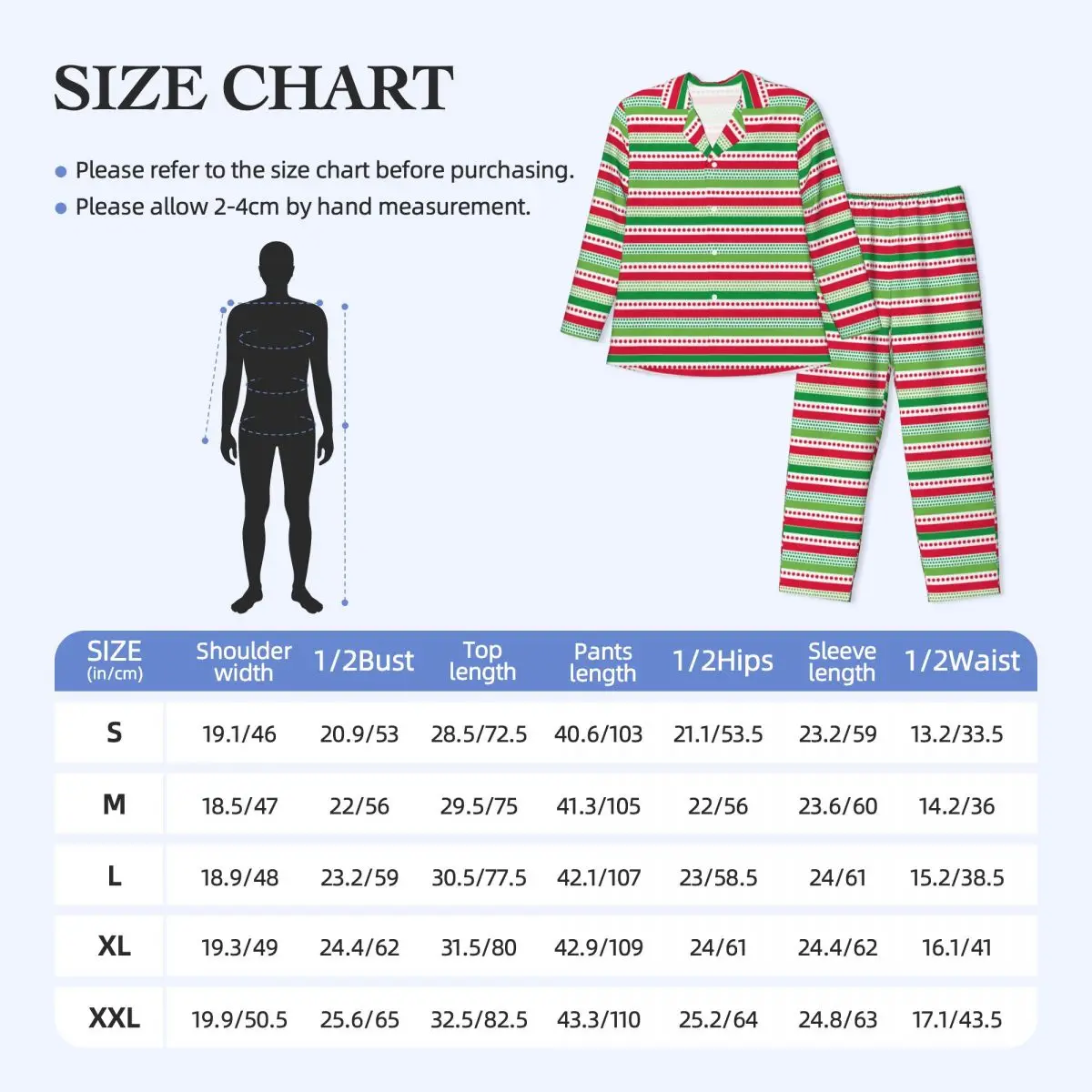 Pajamas Men Christmas Print Bedroom Sleepwear Polka Dot Stripe 2 Piece Casual Pajama Set Long Sleeve Lovely Oversized Home Suit images - 6