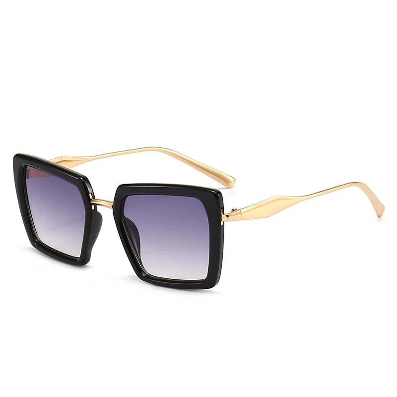 

2023 New Square Women Sunglasses Fashion Large Frame Glasses Metal Leg Sunglasses for Female UV400 Vintage Eyewear Summer Shades