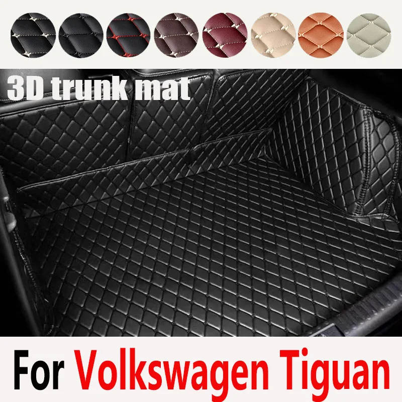 

Кожаные Коврики для багажника на заказ для Volkswagen Tiguan 2009-2021, коврик для заднего багажника, коврик для пола, поднос, ковер, грязь