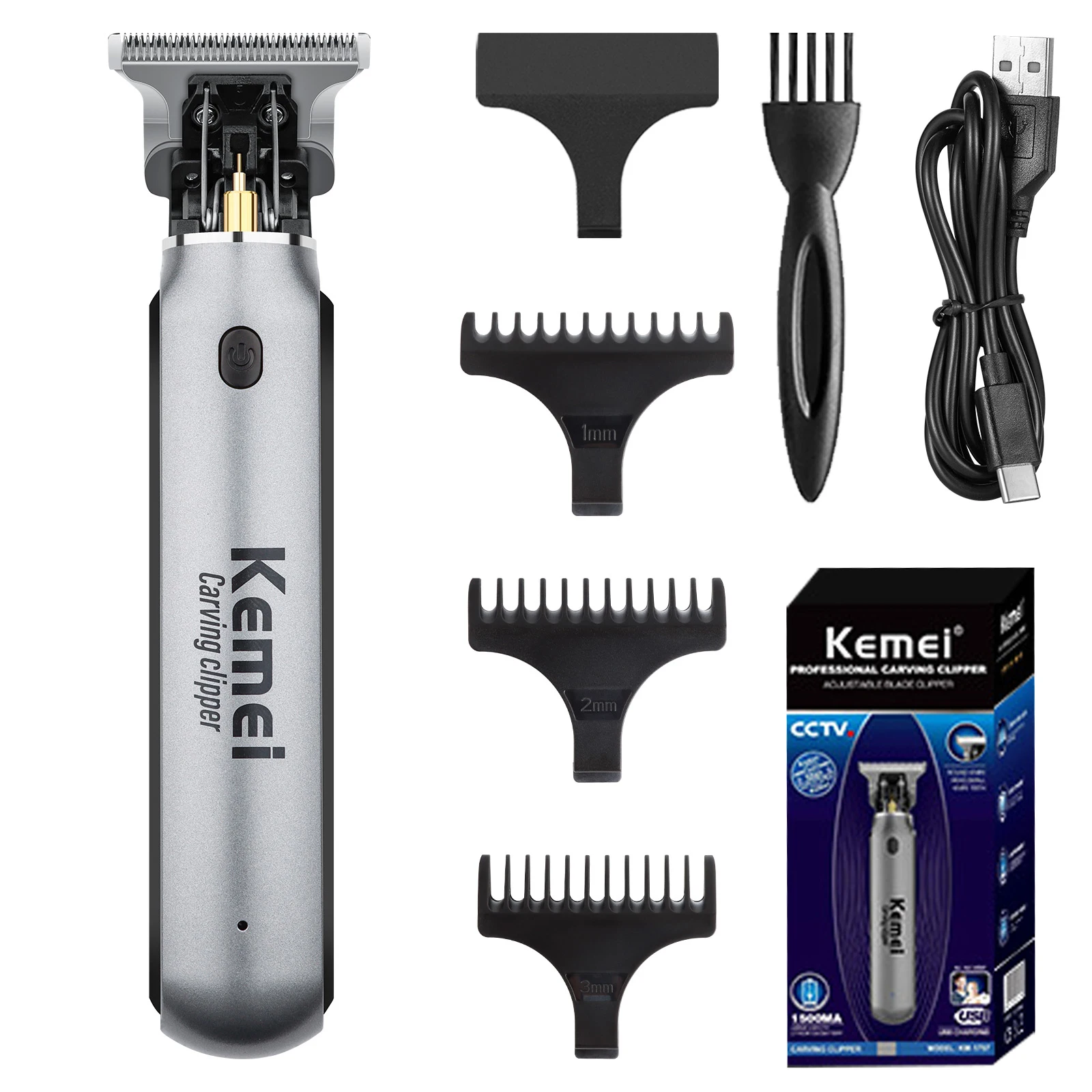 Kemei KM-1757 Electric T9 Men's Hair Clipper Professional Hair Cutting Machine Trimmer Recorder Rechargeable Trimmer Oil Head