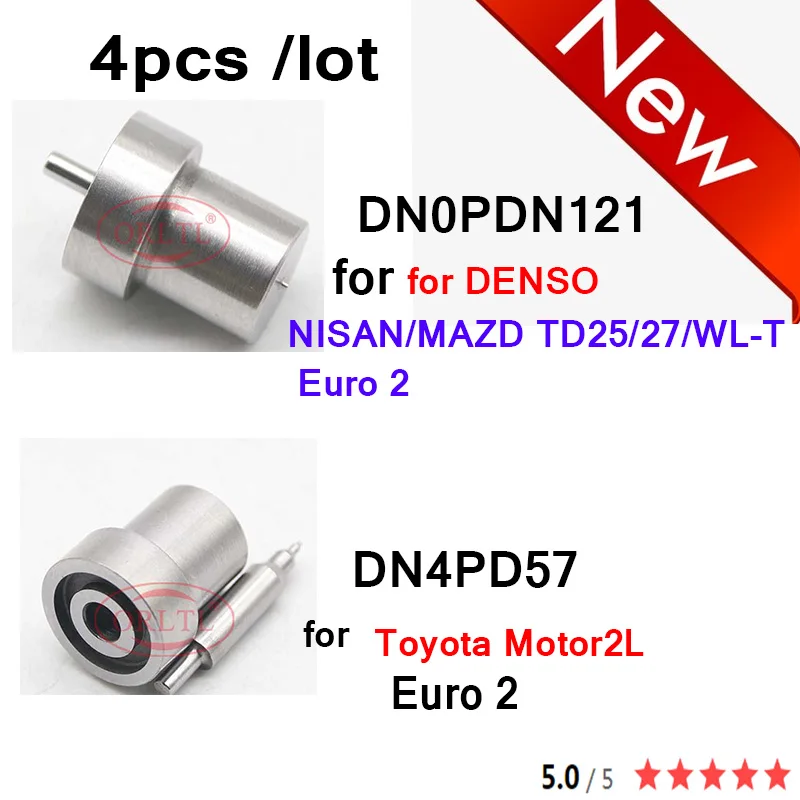 4pcs New DN0PDN121 DN4PD57 Diesel Fuel Injector Sprayer Nozzle for DENSO Euro 2 Toyota Motor2L NISAN/MAZD TD25/27/WL-T |