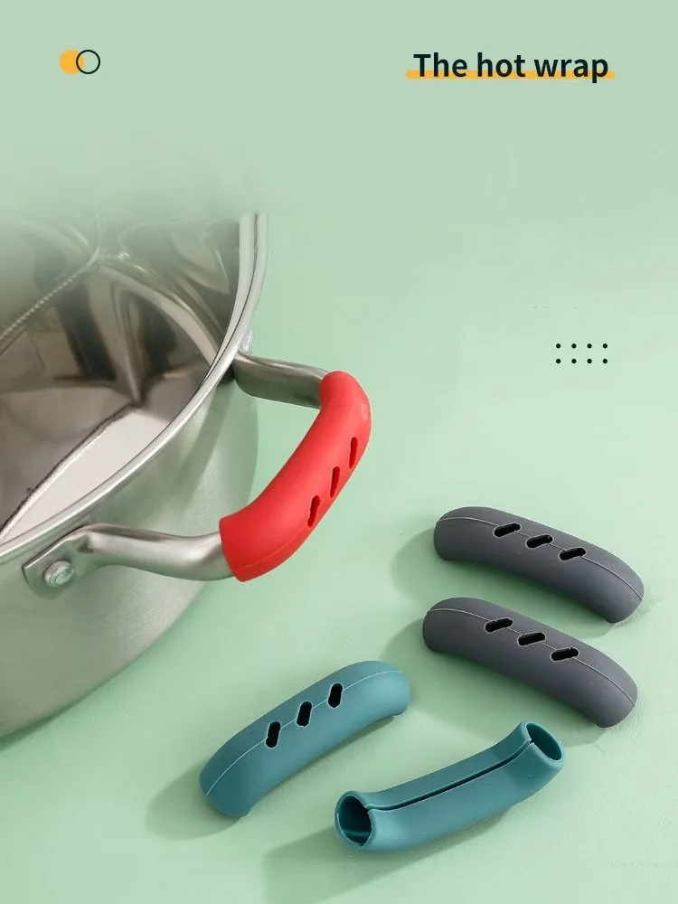 Description Picture 3 of item4/6Pcs Silicone Pan Handle Cover Heat Insulation Covers Pot Ear Clip Non-slip Steamer Casserole Pan Handle Kitchen Tool