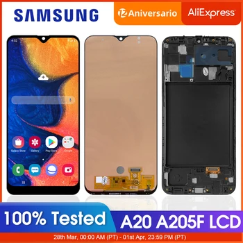 Tested A20 Screen for Samsung Galaxy A20 LCD Display Touch Screen Digitizer With Frame Assembly for Samsung A20 SM-A205F A205FN 1