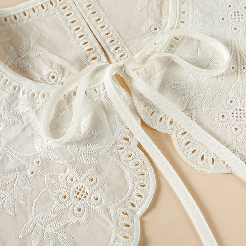 

Корейский стиль, декоративная шаль с искусственным воротником, ажурная вышивка, листья подсолнечника, кружевное ожерелье, пончо