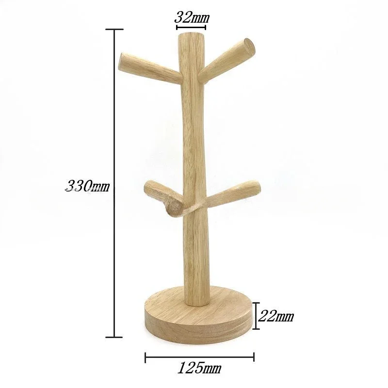 WEPICK Tree Shape Wooden Coffee Tea Cup Holder Storage Stand Home Kitchen Mug Hanging Display Drink Utensil Holder 6 Hooks