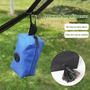 Supporto per borsa per cacca di cane per guinzaglio Dispenser per sacchetti per rifiuti per cani Dispenser per vasino per cuccioli in tessuto sacchetto con cerniera per cani con Clip per moschettone