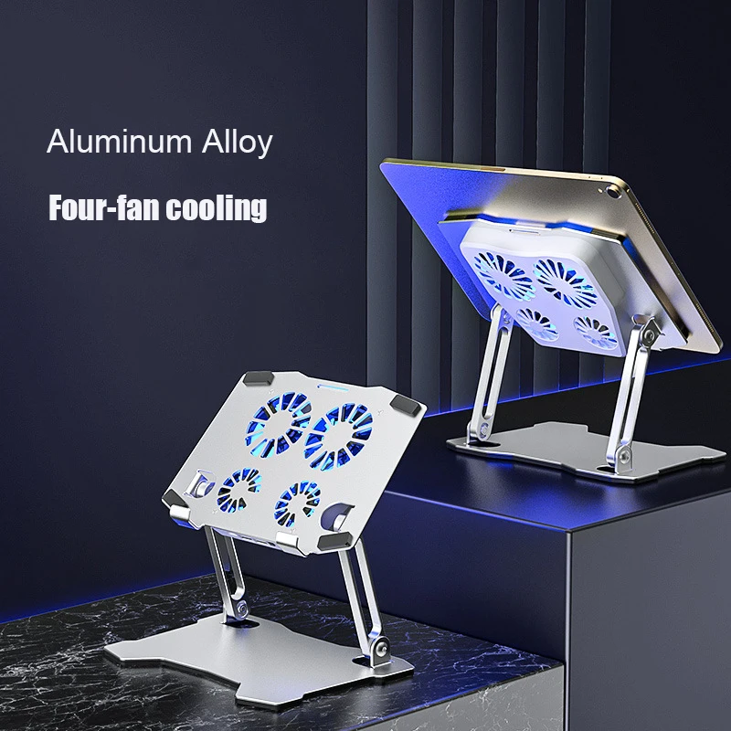 Universal Cooling Tablet Suporte do Computador de Alumínio Ajustável Ventilador de Refrigeração Portátil Titular para Ipad Pro 12.9 10.2 - Imagem 4