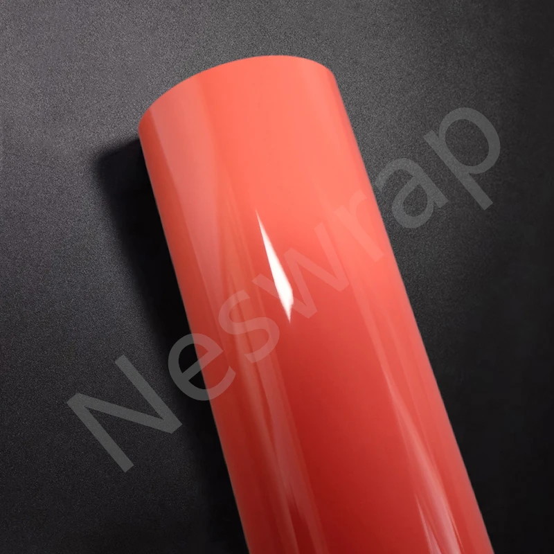 

Highest quality PET Coral Orange vinyl wrap film (PET Liner) Ultra Gloss vinyl wrap For Car Wrap quality Warranty