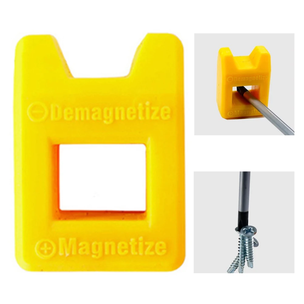 Cacciavite magnetizzatore Degaussing plastica giallo smagnetizzatore cambia magnetismo parti 29x40x19mm per accessori per utensili manuali in acciaio