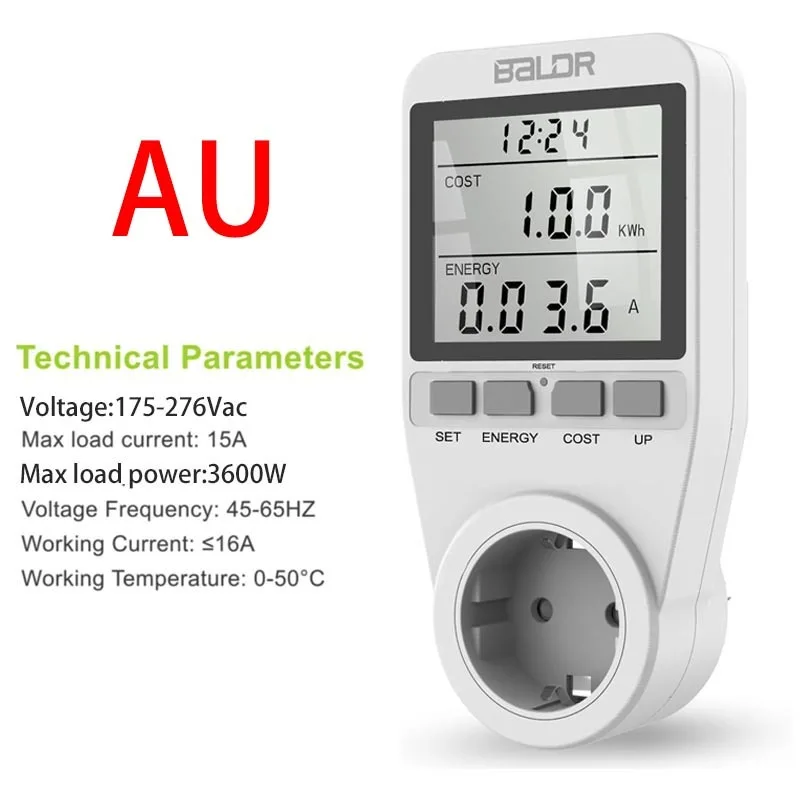 AC 110V/220V Light Wattmeter Power LCD Energy Meter Power Monitor EU Plug Socket