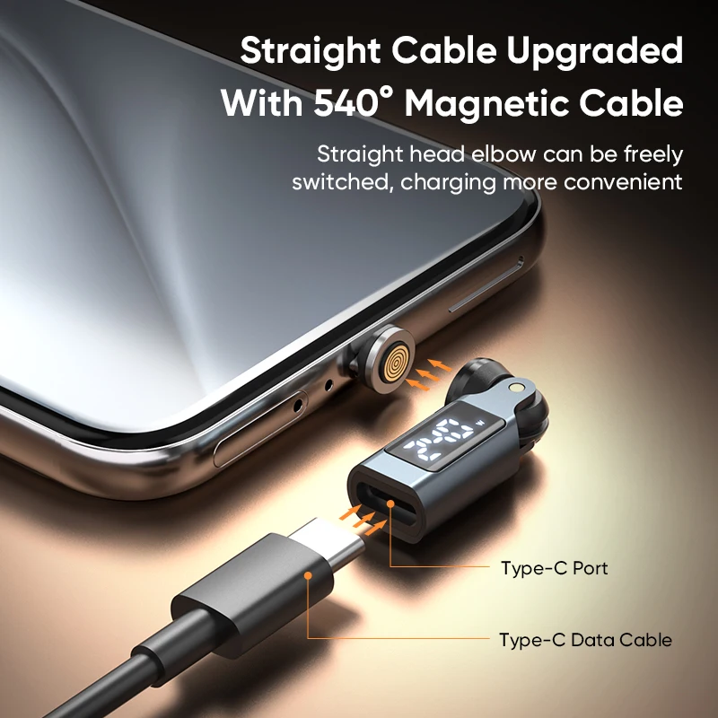 타입-C 마그네틱 어댑터 디지털 디스플레이 PD 240W 9핀 USB-C to USB-C 고속 충전 타입-C 암 OTG 컨버터 (삼성 아이폰용)