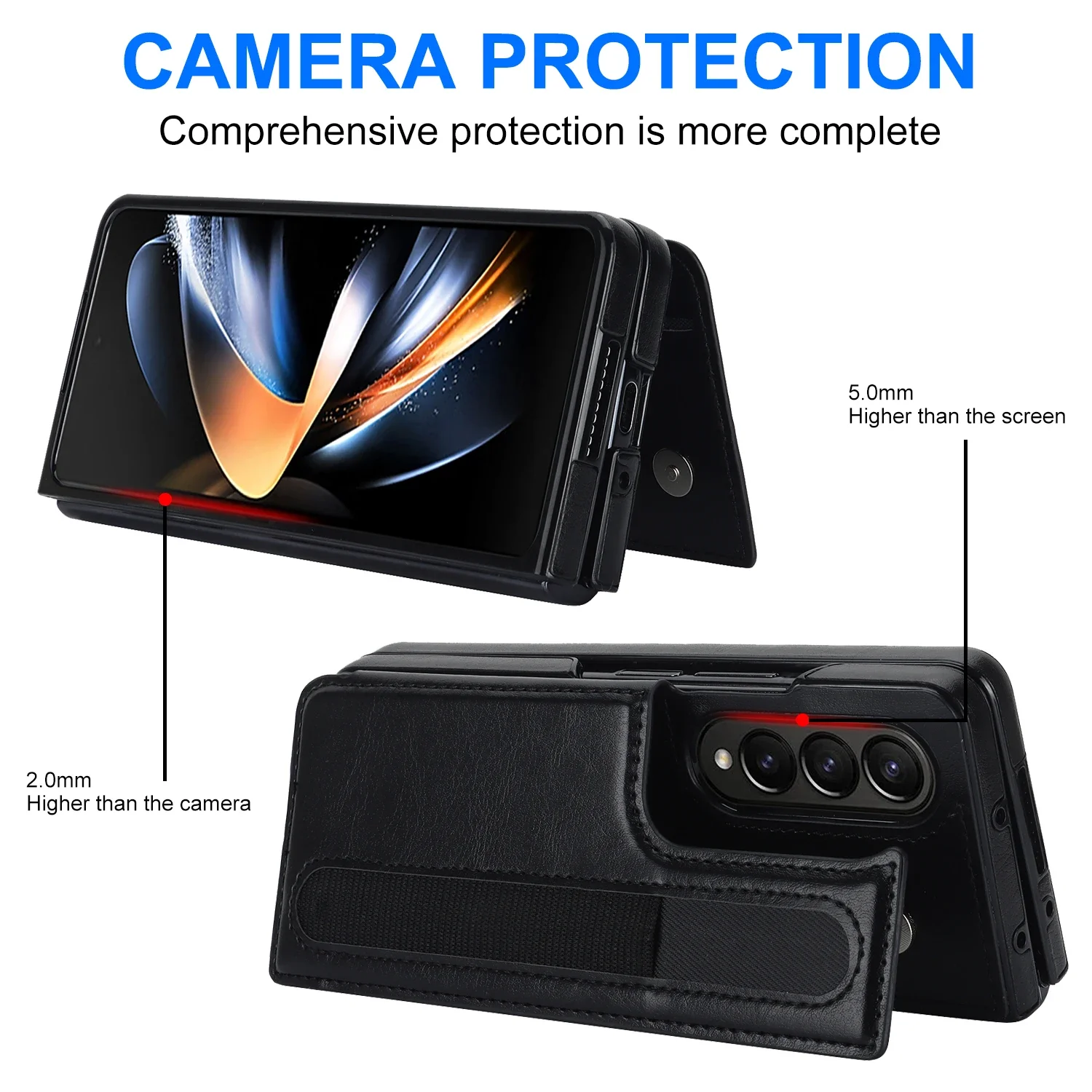 Luxurious PU Leather Wallet Phone Case with Pen Slot, Card Holder, and Shockproof Stand