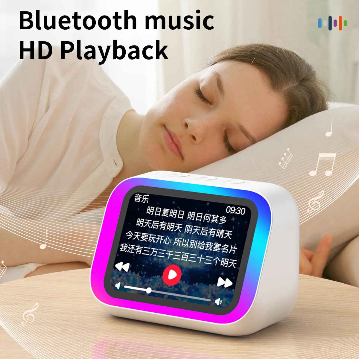 Bluetooth Speaker Smart Bluetooth Speaker Intelligent Large-Screen Weather Temperature Display Table Speaker Clock Bedroom Decor Voice Assistant