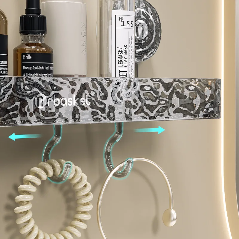 Shower Suction Cup Shelf Basket Light Glacier Pattern One Second Installation bathroom Organizer Storage Rotating to Suck Remove