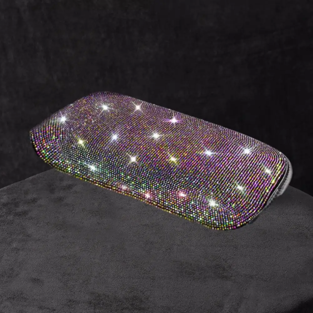 Console Liner Sparkling Rhinestone Car Armrest Cover Stylish Protector Pad for Auto Console Bling Rhinestone Design Universal