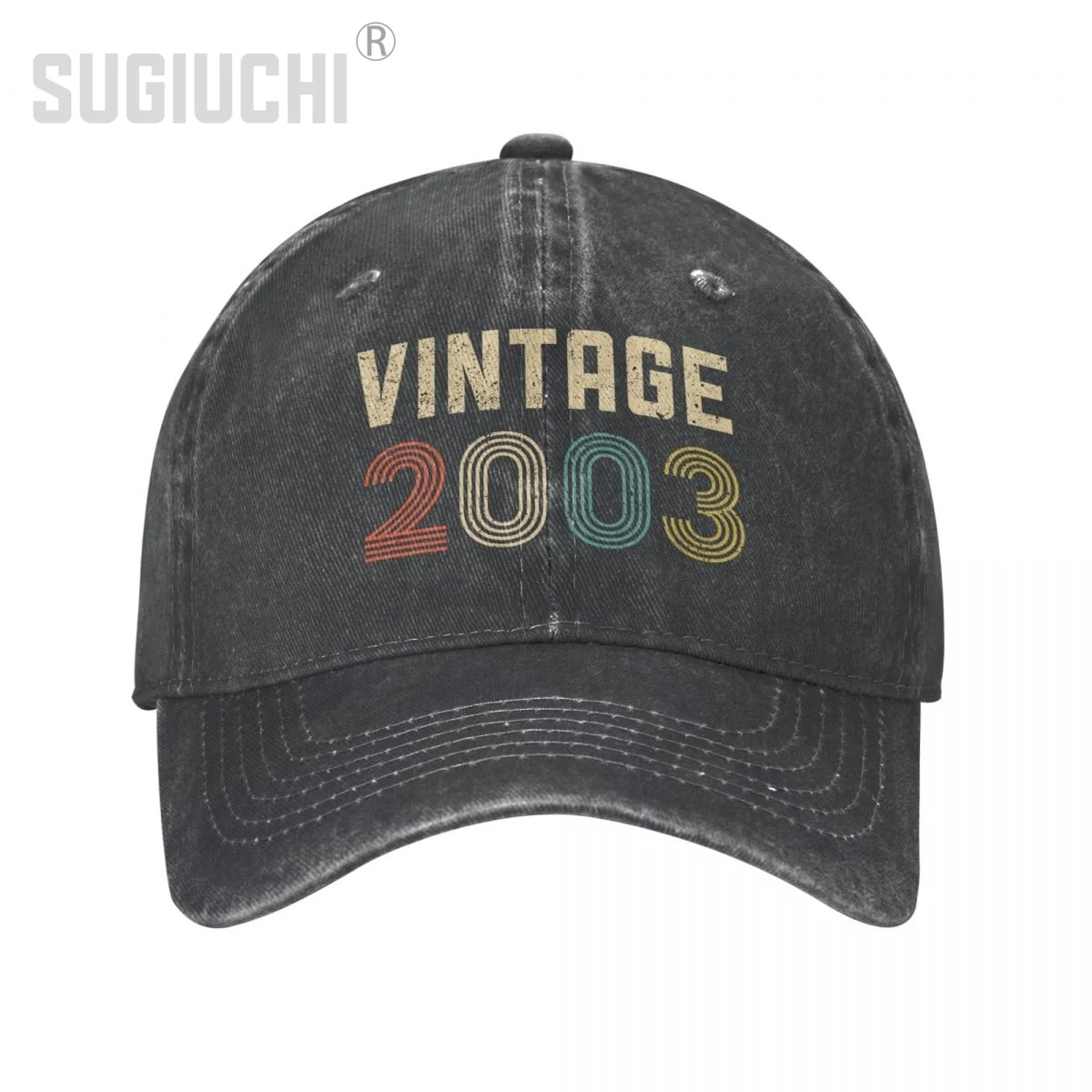 

Unisex Adult VINTAGE 2003 Retro Charcoal Washed Denim Baseball Cap Trucker Hat Born Birthday Gift for Men Women Cotton