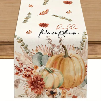 Pumpkin Daisy Eucalyptus Table Runner 1