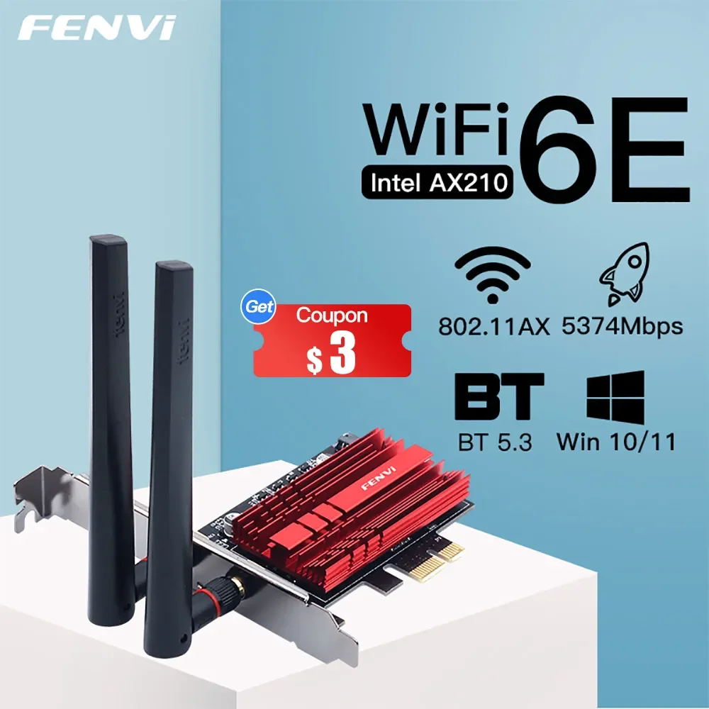 

Wi-Fi-адаптер Fenvi 802.11AX, 5374 Мбит/с, 2,4 ГГц
