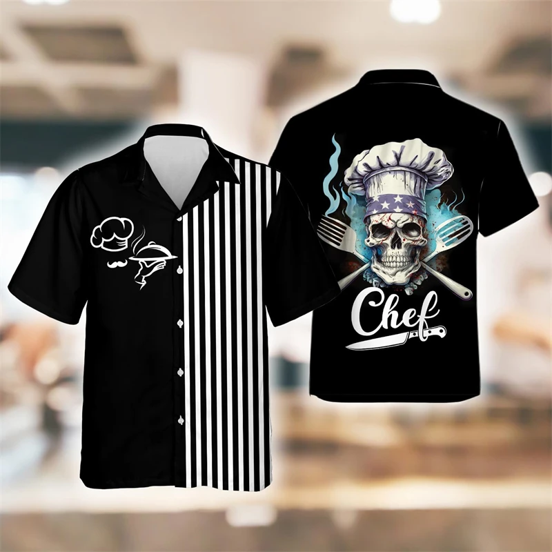 

Fashion Profession Chef Graphic Shirts For Men Clothes Casual Cook Work Uniform Funny Design Short Sleeve Cute Chef Hat Tops