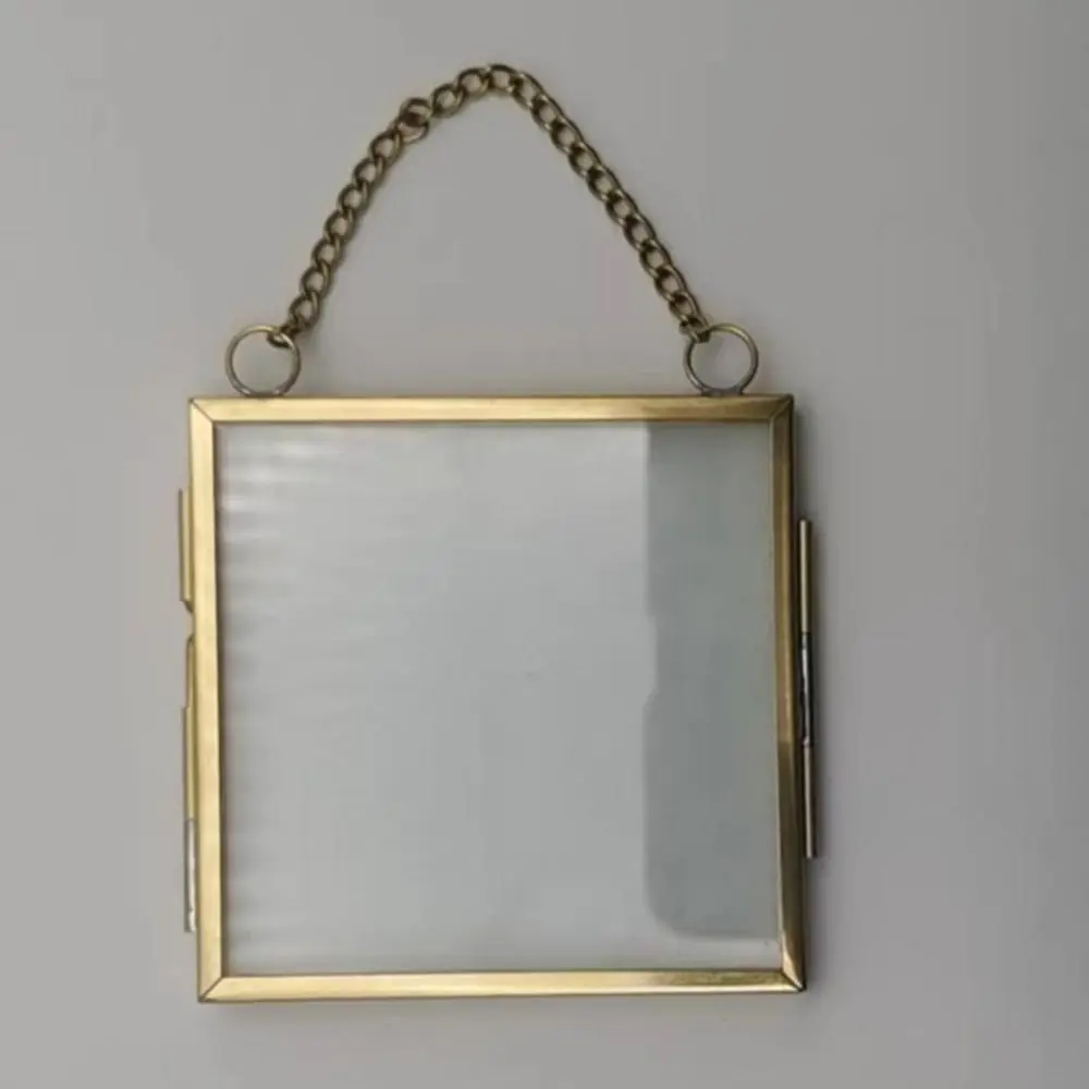 Description Picture 5 of itemSimple Pure Copper Metal Photo Picture Frame Transparent High Translucent Glass Photo Frame DIY Hanging Display Shelf Wall Decor