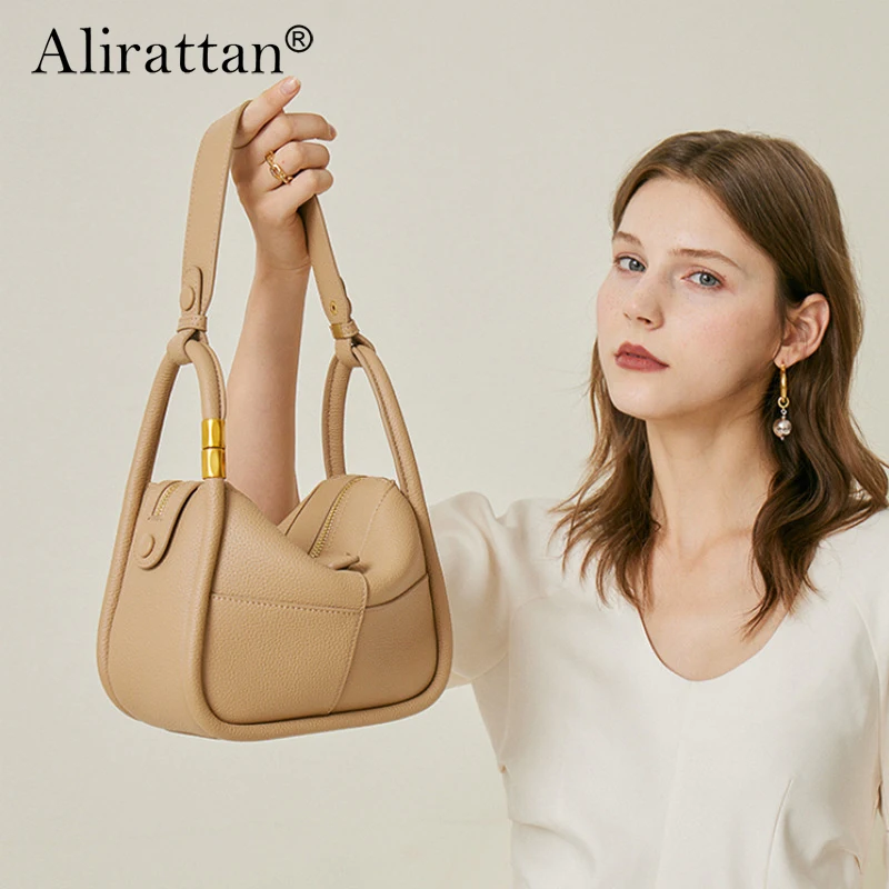 

Новинка 2024, ручная женская сумка Alirattan на одно плечо, сумка из воловьей кожи с верхним слоем, универсальная женская сумка из натуральной кожи