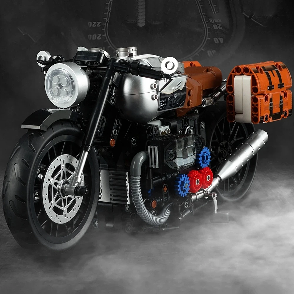 High-Tech Vintage Motorbike Locomotive Building Block City Technical Motorcycle Bricks Model Toys For Boy Birthday Gift Moc
