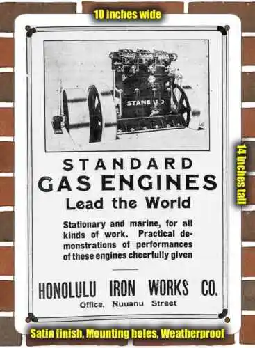 

Металлический знак-1909 Газовые двигатели для металлических работ Гонолулу-10x14 дюймов