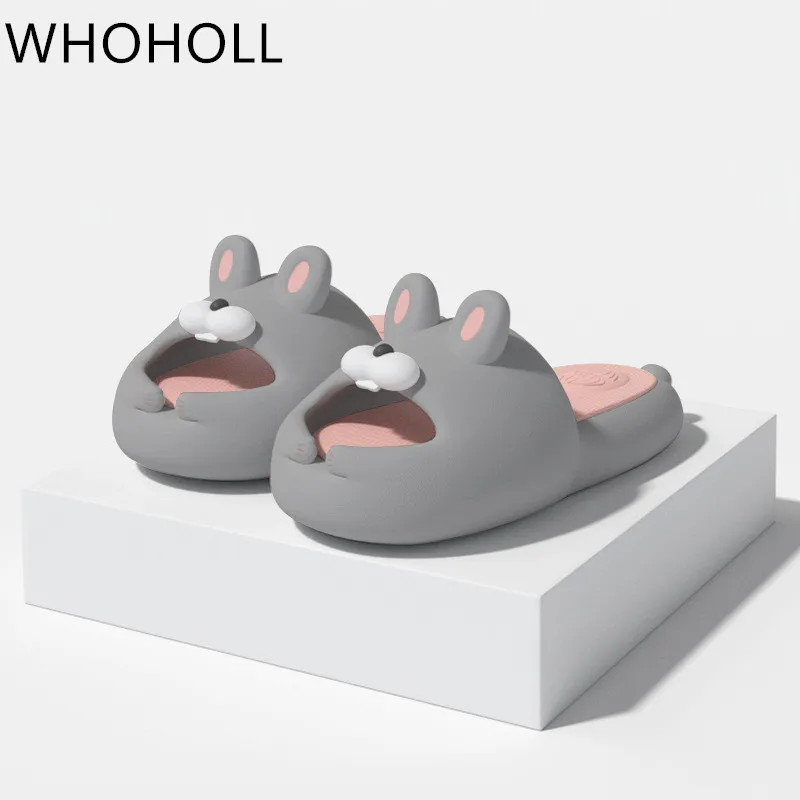 

Тапки женские с мультяшным рисунком, мягкая обувь на толстой подошве 4 см, комнатные Нескользящие, крутые тапочки, летние домашние тапочки из ЭВА