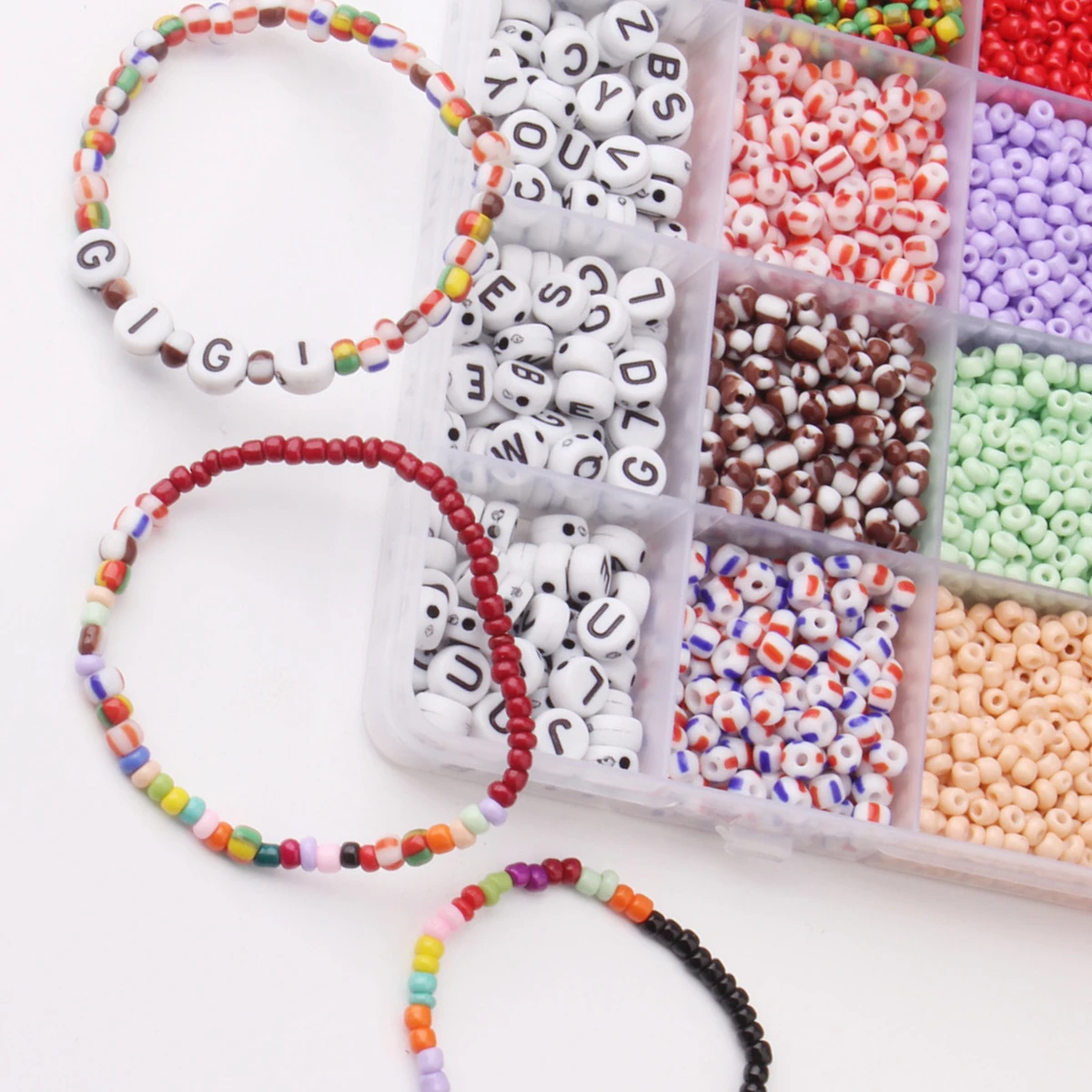 1000pcs Glass Seed Beads Kit Rice Beads Set for Jewelry Making Accessories DIY Bracelets Necklace Earring Craft Kits gift