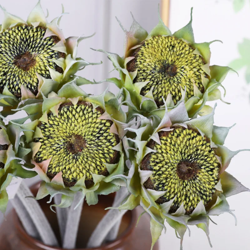 3 Stück Sonnenblumen-Kunstblumen mit Stielen, künstliche Pflanzen, Kunststoffblumen für Hochzeitsstrauß, Party, Herbst, Garten, Zuhause, Raumdekoration