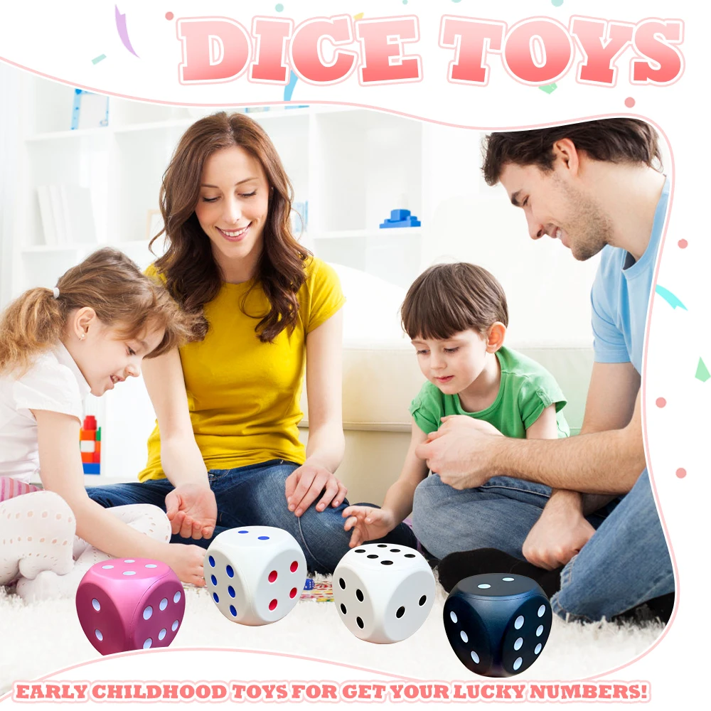 6IN Big Foam Dices with Black Dots Six Side Dot Dices Colored Learning Aids Game for Counting Math Teaching